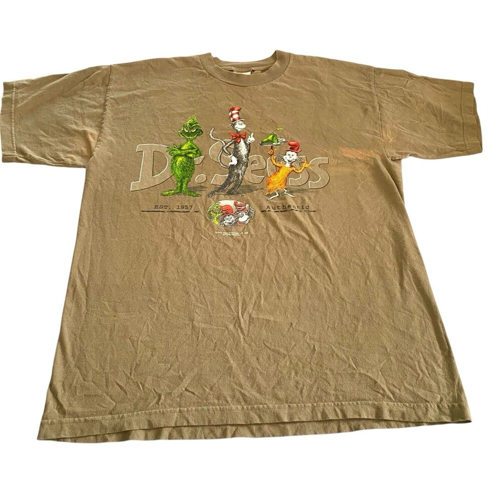 Vintage 90s Dr. Seuss T-Shirt XL Grinch Cat Hat Green Eggs Double Sided Graphic - Picture 3 of 6